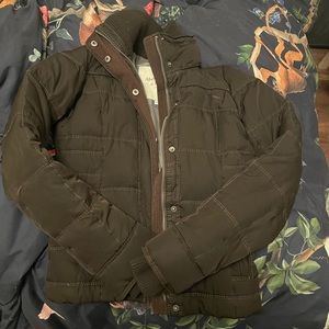 Brown A&F women’s puffer jacket soft touch